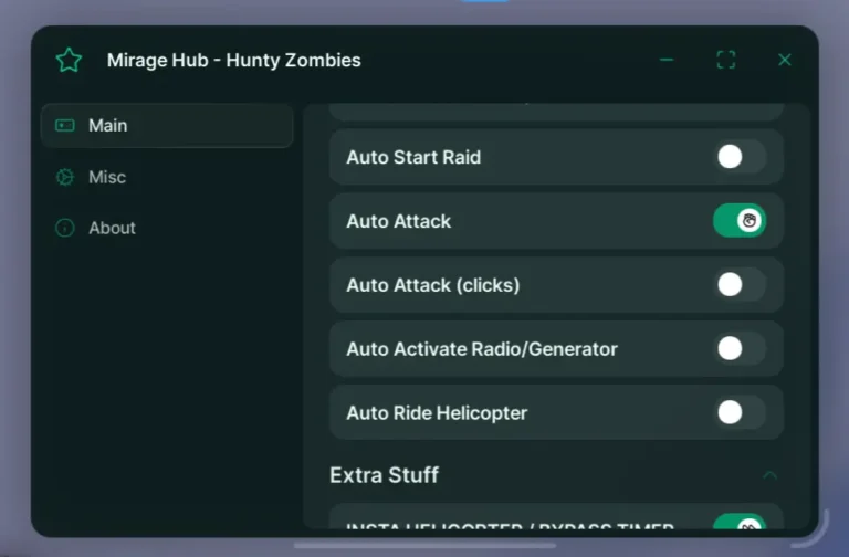MIRAGE HUB HUNTY ZOMBIE SCRIPT