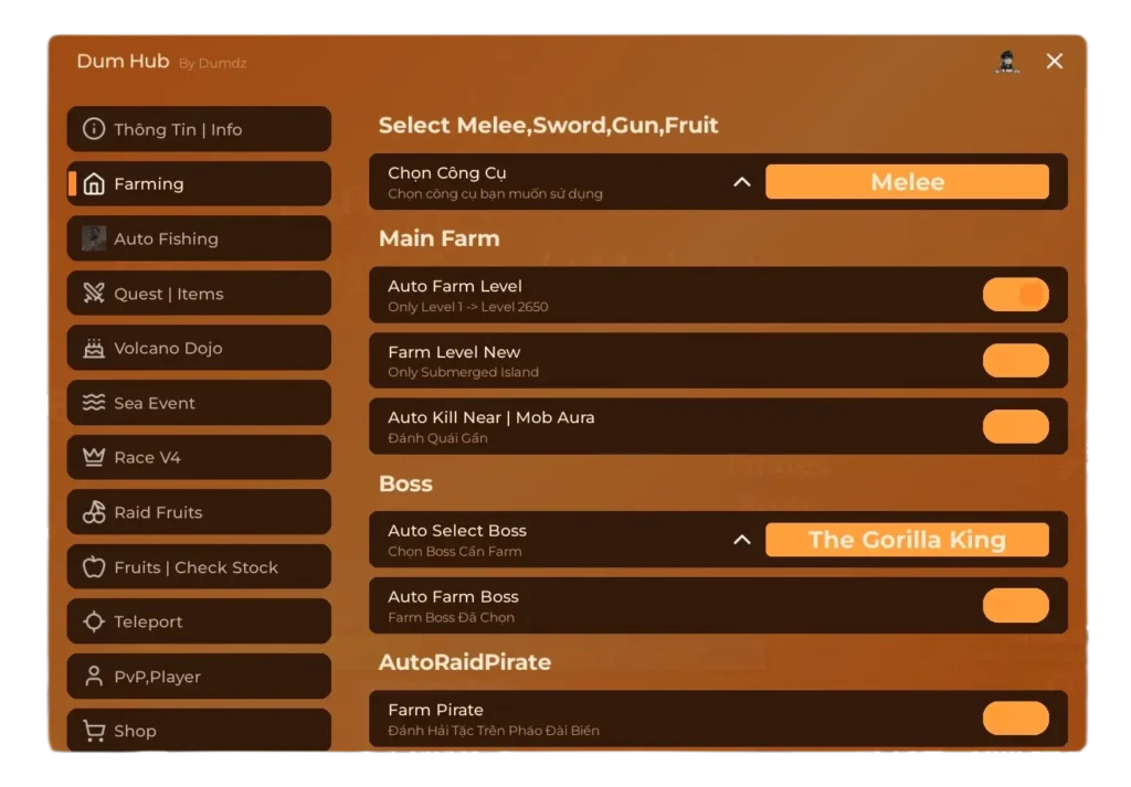 Dum Hub Blox Fruits Script Auto Farm, Fishing