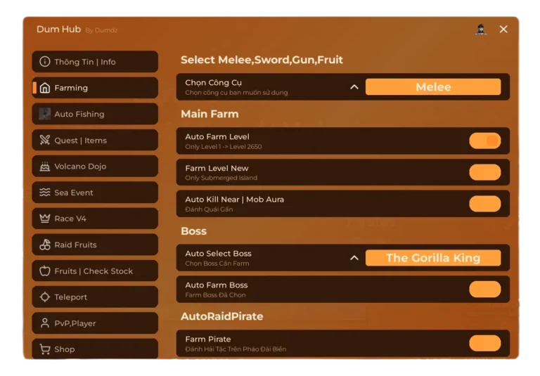 Dum Hub Blox Fruits Script Auto Farm, Fishing