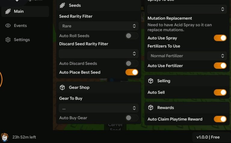 Build A Ring Farm Script – Auto Roll Seeds, Auto Sell Crate, Auto Buy [Key]